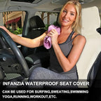 Premium Waterproof Seat Cover Towel Protector Neoprene Universal Fit, Upgraded 100% Washable & Removable Non-Slip Sweat Carseat Towel Covers, Perfect for Gym/Yoga/Workout（Beige,2PCS
