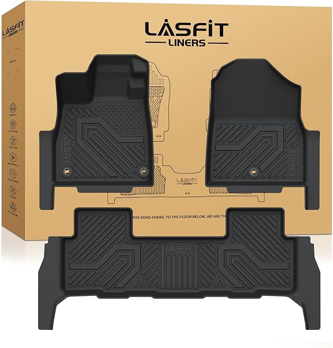 Floor Mats for Honda Passport 2026, Extended Door Sill Coverage All Weather TPE Custom Fit Passport Floor Liner Accessories, 1st & 2nd Row, Black