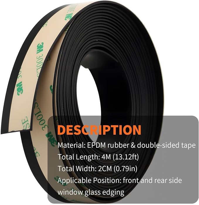 13.12FT Front Rear Side Rubber Seal Strip Car Door Window Trim Self Compatible with Adhesive Weatherstrip Rubber Seal Protector Guard Strip