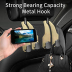 Car Seat Headrest Hooks for Purses and Bags, 4 Pack Bag Purse Holder for Car with Double Metal Hooks, Car Purse Hanger, Headrest Back Seat Handbags Hook Cute Hanging Accessories, Beige