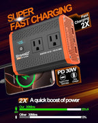 400W Power Inverters for Vehicle Dual AC Car Plug Adapter Outlet | USB 24W/30W Fast Charge, Inverter 12V to110V, Cigarette Lighter Adapter for Laptop/Camping/Road Trippers