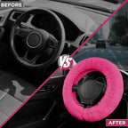 Steering Wheel Cover, Fluffy Car Wheel Covers for Women/Girls/Ladies，Soft Wool Fur Steering Wheel Protector, Universal 14 1/2 inches to 15 inches - HotPink