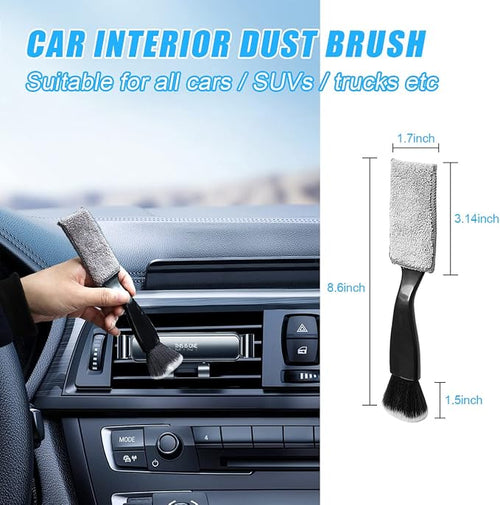 1 PC Double Head Brush for Car Clean, Soft Auto Interior Duster Detailing Brushes, Universal Vehicle Dashboard Screen, Air Vents, Computer etc Cleaning Tool Accessories (Black)
