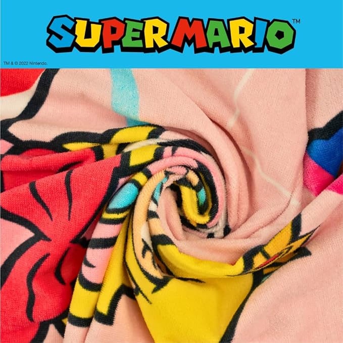 Super Mario Girl Princess Peach Kids Super Soft Cotton Bath/Pool/Beach Towel, 58 in x 28 in, (Officially Licensed Product) By