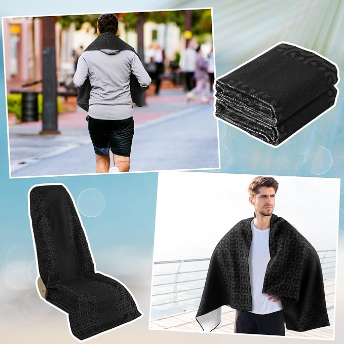 2 Pack Car Seat Towel Covers Athletic Running Towel Performance Microfiber Post Workout Sweat Washable Cover Non Slip for Seat Outdoor Sport (Midnight)