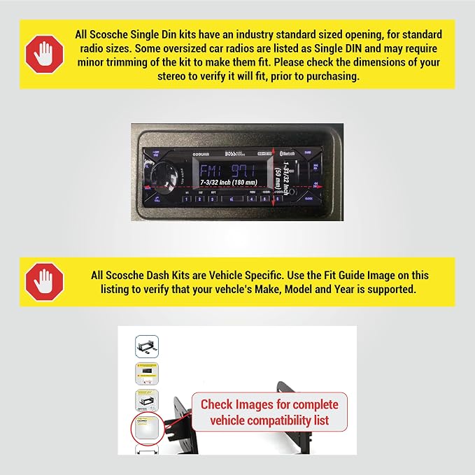 GM1483B Single DIN Dash Kit Compatible with Select 1995-05 Cadillac, Chevrolet and GMC Full Size Trucks - Car Stereo Radio Install Kit - Single DIN Radios Only - See Fit Guide in Images