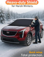Car Snow Cover Compatible for Cadillac XT4 | Windshield Cover for Ice and Snow with S-Hook Straps | Heavy-Duty 600D Oxford Winter Car Cover, Waterproof & Anti-Slip