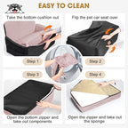 Dog Car Seat for Large Medium Sized Dogs Under 55 lbs, Dog Booster Seat for 2 Small Dogs with Detachable Washable Cover, Memory Foam Pet Car Seat with 2 Safety Belts and Storage Pockets