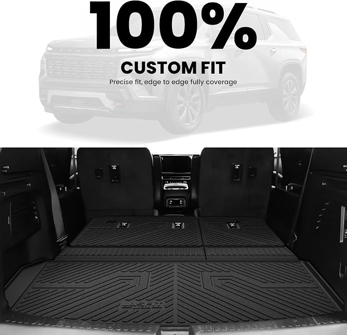 Trunk Mat with Backrest Mat for Chevrolet Chevy Traverse 2024-2026 & GMC Acadia 2024-2026 & Buick Enclave 2025-2026, All Weather TPE Custom Fit Cargo Mat Trunk Liner with Backrest Mat, Black