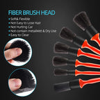 Car Detailing Brush Kit - 6 Pack, Auto Boar Hair Detail Brush Set Automotive Interior Exterior No Scratch Microfiber Detailing Brushes for Cleaning Air Vents, Engine Bays, Dashboard and Wheels