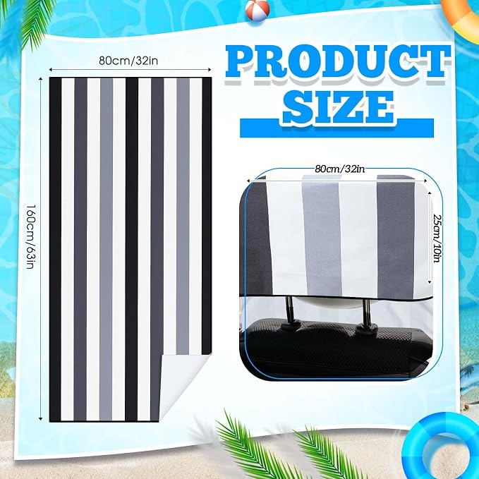 Car Seat Towel Covers with Storage Bag, 63 x 32 Inch Universal Non Slip Waterproof Sweat Protector for Car Truck, Gym Swimming Running, Machine Washable(2 Pack,Black Vertical Stripes)