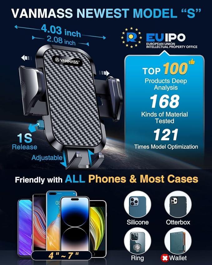 2026 Phone Holders for Your Car Ultimate Military-Grade Car Phone Holder Mount【Patent & Safety Certs】Upgraded Shockproof Truck Air Vent Phone Mount for iPhone 17 Pro Max 16 15 Samsung Android