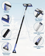 47.7″ Extendable Snow Brush and Ice Scraper, 270° Pivoting Snow Scraper Brush for Car Windshield, Telescoping Ice Scraper, Foam Grip, Heavy Duty Snow Remover for Cars, Trucks, SUV (Blue)