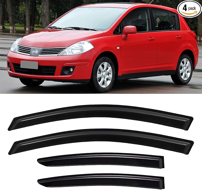 Window Visors Rain Guards Shield for 2007-2012 Nissan Versa Hatchback, Out-Channel Window Vent Wind Deflectors Visors Shades for 07-11 Nissan Versa Sedan
