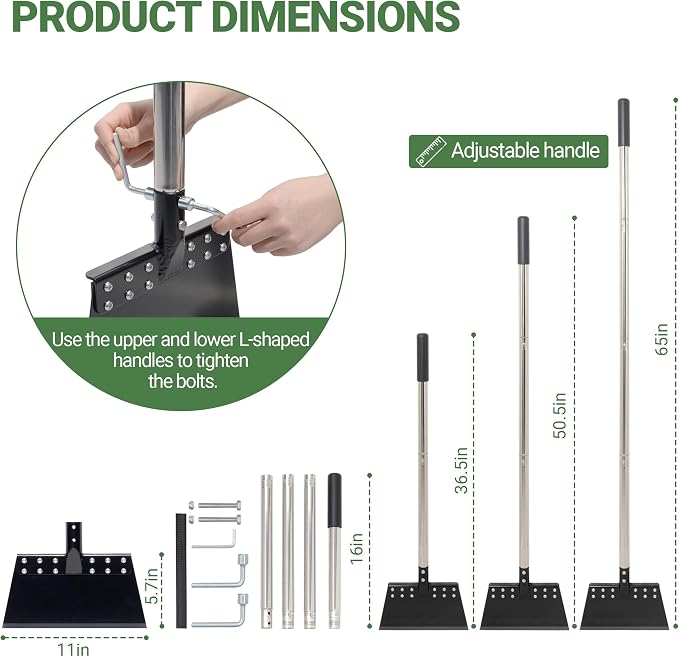 Weed Scraper 65in Garden Flat Shovel Floor Scraper Long Handle Heavy Duty Multi Weeding Shovel with 11in Spring Steel Blade Floor Scraper for Ice, Snow, Weed, Dirty, Moss, Driveway, Lawn Edging