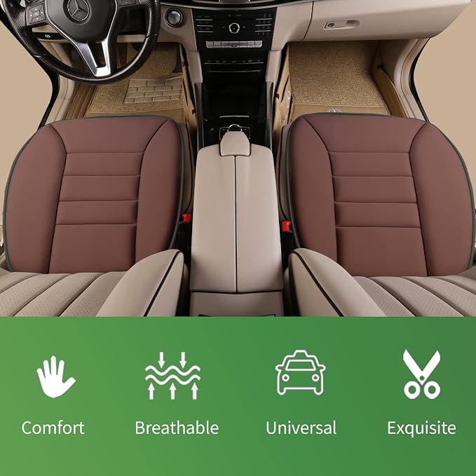 Premium Car Seat Cushion, Driver Cushion with Comfort Memory Foam & Non-Slip Rubber Bottom, Car Seat Pad Works with 95% of Vehicles and Office Chair or Home (Brown)