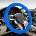 Car Steering Wheel Cover, 13 to 14.17 inches Anti-Slip Silicone Steering Wheel Protector, Soft Flexible Shock-Absorbent Steering Wheel Protective Cover for Most Car Models (Dark Blue)