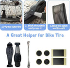 Bike Tire Repair Kit, 21-PC with 16-in-1 Multitool & Saddle Bag - Portable Bicycle Emergency Tool Set for Road, Mountain & Commuter Bikes - Glueless Patches, Emergency Flat Tire Repair