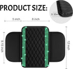 Bling Car Center Console Cover, Leather Car Arm Rest Cover Cushion with 2 Storage Bags, Universal Auto Armrest Protector Storage Box, Bling Accessories Interior for Most Vehicles (Green)