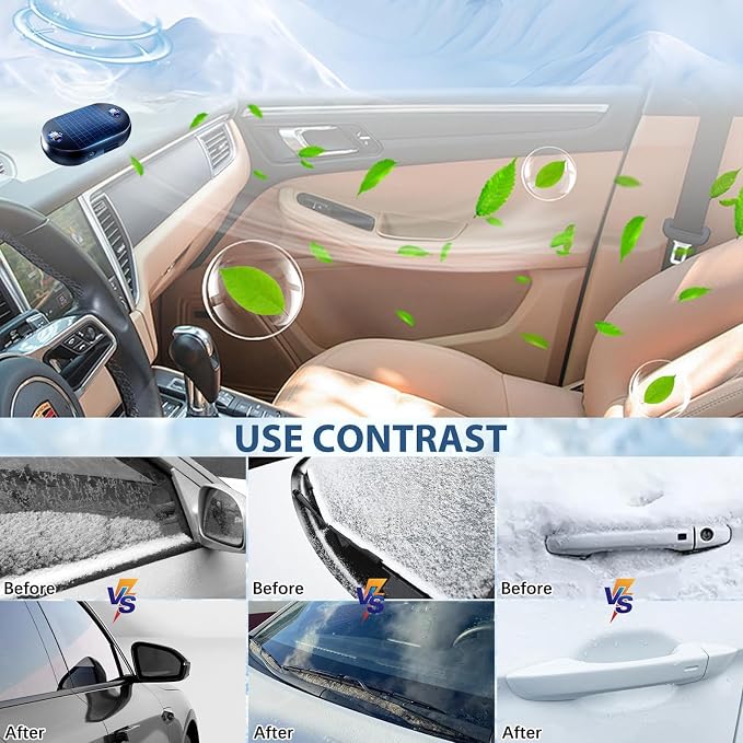 4pcs 2026 New Solar Anti-Freeze Electromagnetic Car Snow Removal Device，Magic Car Defroster Snow Remover for Cars Ice Scraper Fast and Efficient Vehicle Microwave Deicing Instrument for Ice Scrapin