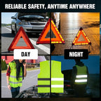 Emergency Warning Triangle Kit – Roadside Safety Kit with Reflective Warning Triangles, High-Visibility Safety Vests, Storage Bag & Gloves for Car Breakdowns & Emergencies