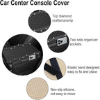 Bling Car Center Console Cover, Leather Car Arm Rest Cover Cushion with 2 Storage Bags, Universal Automotive Armrest Protector Storage Box, Bling Accessories Interior for Most Vehicles (Black)
