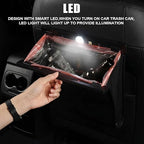 Car Trash Can with Smart LED Light, Magnetic Closure Leather Car Trash Bin, Cars Garbage Organizer and Storage with Automotive Trashs Bag for Backseat Console Door Suvs, Leak Proof Odor Lock