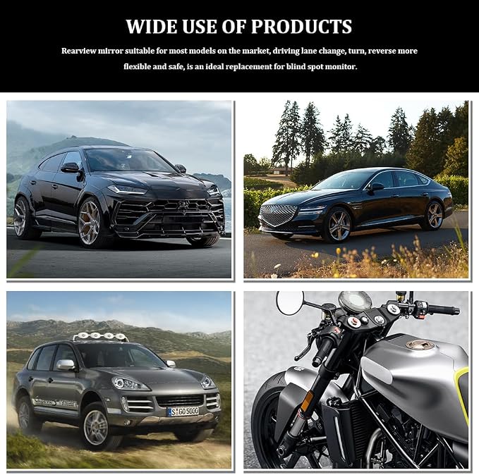 4PCS Blind Spot Convex Car Mirror, Side Mirror Blindspot, Rear View Mirrors with Wide Angle Adjustable Stick, Universal Car Blindspot Mirrors Exterior Accessories for Cars (Fan shaped, 4PCS)