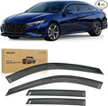 Window Rain Guards for Hyundai Elantra 2021 2022 2023 2024 2025, Tape-On Window Visors Outside Mount Vent Visors Window Deflectors Smoke Tint, 4PCS