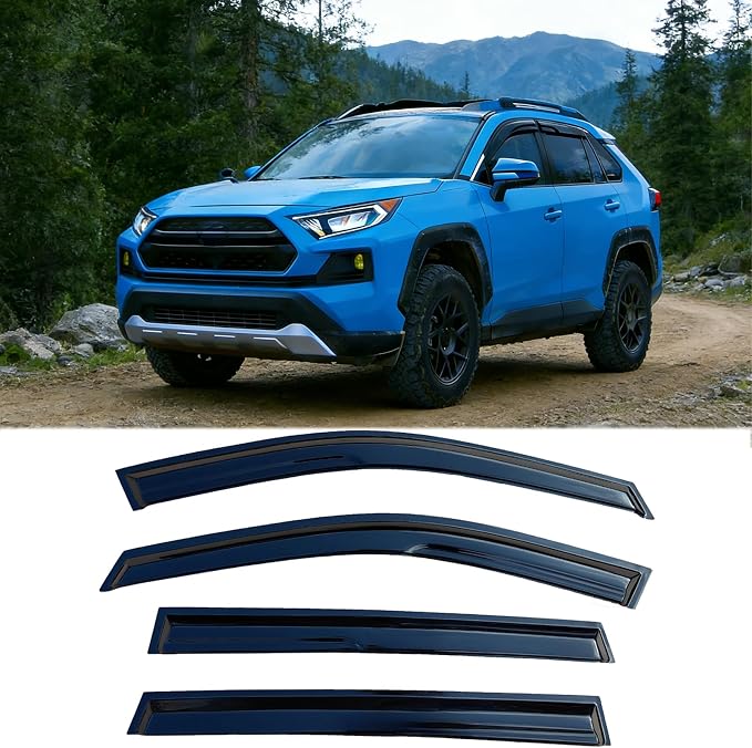 Tape On Rain Guards Window Visors for Toyota RAV4 2019 2020 2021 2022 2023 2024 2025,Window Wind Deflectors Vent Visors Shades Rainproof,Car Accessories-4pcs