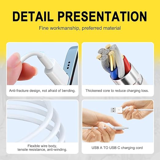 2 Pack 6FT Car Carplay USB A to USB C Cable for iPhone 16e 16 iPhone 15 Pro Max iPhone 16 15 Car Charger, iPhone 15 17 Carplay Cable Charging iPhone 15 Pro Plus, iPad 10th Pro Air 5/4 Mini 6th