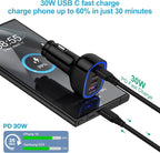 Multi 4 Ports Fast Car Charger Adapter 12V Auto Vehicle Plug - USB C & USB A Quick Charging - Cigarette Lighter Cell Phone Automobile Charger for iPhone 17 Pro Max Air 16e 16 15 14 13 12, Samsung S26