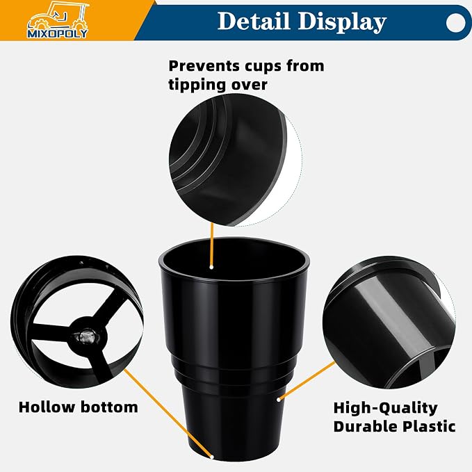 Golf Cart Cup Holder Insert Adapter Replacement fits Club Car EZGO Yamaha Golf Cart, for Placing and Securing 16.4 oz Portable Propane Gas Bottle or Drink Water Glass, (2Pcs, Black)