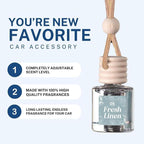 CANDECraftCo Car Air Hanging Fragrance Oil, Car Auto Freshener for Essential Oils, Scents Fragrance Aromatherapy Automobile Diffuser, Long Lasting (Fresh Linen + Clean Cotton)