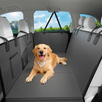Hard Bottom Dog Car Seat Cover for Back Seat, 52"x65" Waterproof PU Leather Hammock with Side Flaps, Non-Slip Heavy Duty Protector for SUVs & Mid-Size Trucks, Supports Up to 450 lbs – Gray