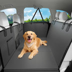 XL Hard Bottom Dog Car Seat Cover for Back Seat, 58"x69" Waterproof PU Leather Hammock with Side Flaps, Non-Slip Protector for Full-Size Trucks & SUVs, Supports Up to 450 lbs – Gray