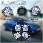 4PCS Crown Bling Tire Stem Valve Caps, Crystal Diamond Car Wheel Tire Valve Caps Universal Copper Core Stem Covers for Cars, SUV, Trucks, Bikes, Motorcycles, Bicycles (Silver & Blue)