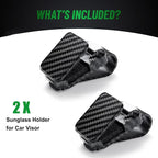 2 Pack Sunglasses Holder for Car, One-Handed-Operation Visor Sunglass Holder Clip, Easy Access Storage for Driving,Universal Fits (Carbon Fiber Finish)