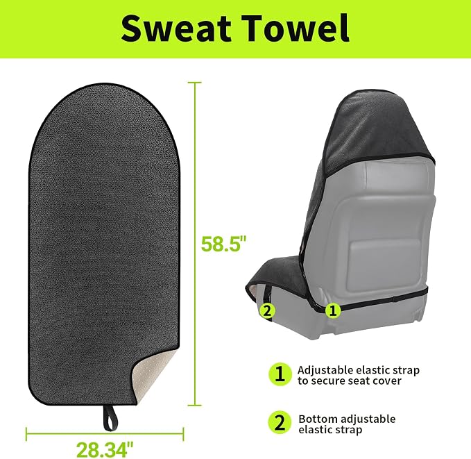 Grey Waterproof Towel Auto Car Seat Cover Protector Machine Washable - Fit Yoga Running Crossfit Athletes Beach Swimming Outdoor Sports