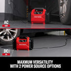 Dual Power Tire Inflator with Digital Gauge & Auto Shut-Off | 12V DC Car Plug and 120V AC Home Use with Up to 150 PSI, LED Light, Portable Air Pump for Car Tires, Bikes and Inflatables