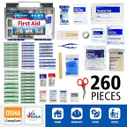 91248 OSHA-Compliant First Aid Kit, All-Purpose 50-Person Emergency First Aid Kit for Business, Worksite, Home, and Car, 260 Pieces