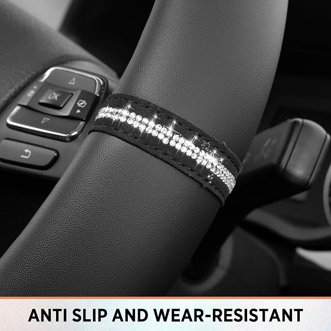 Leopard Steering Wheel Cover for Women, Cute Anti-Slip Microfiber Leather, Fits 14.5-15 Inch Steering Wheel 14.5-15 Inch - Black and Pink Cheetah