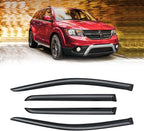 Rain Guards for 2009-2020 Dodge Journey, Out-Channel Window Visor Shields Vent Deflector Shade Wind Dark Smoke 2010 2011 2012 2013 2014 2015 2016 2017 2018 2019, Tape-On Outside-Mount, 4PCS