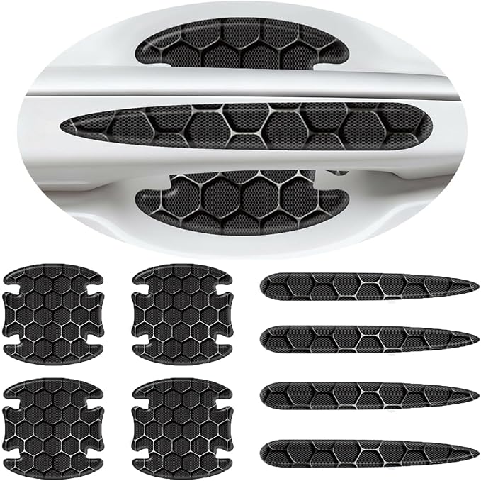 3D Texture Car Door Handle Protector ，Anti-Scratch Waterproof Paint Protection Film, Car Door Bowl Guard Sticker，Universal Vehicle Exterior Decoration Accessories (Black)