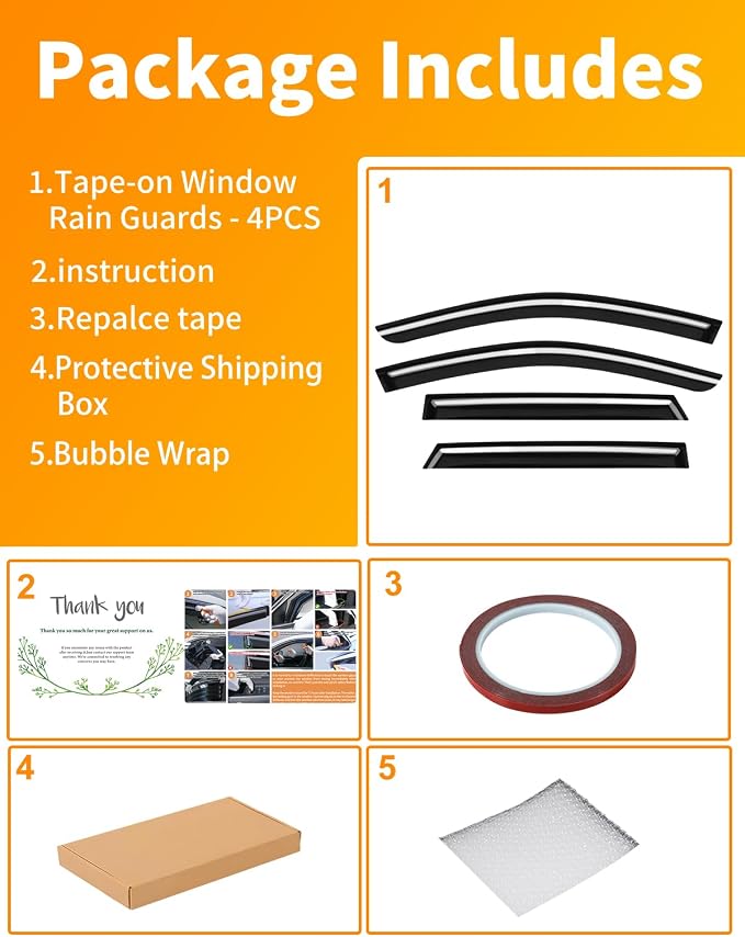 Low-Profile Window Rain Guard for Subaru Outback 2015-2019 Side Window Visors Extra-Thick Vent Visor Window Deflectors Vent Shades Car Accessories