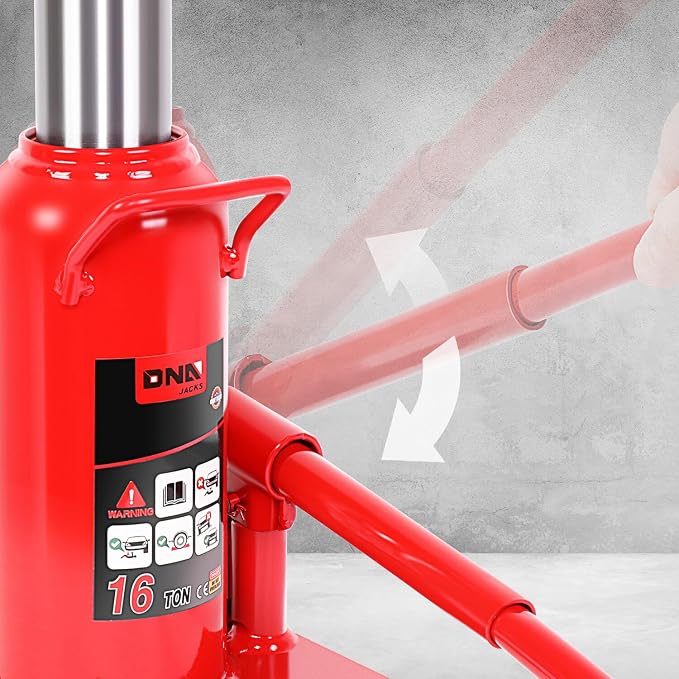 16 tons / 32000 lbs Lifting Automotive Welded Hydraulic Bottle Jack for Repair Vehicle, Pickup, Truck, w/Manual Handle, Red,TOOLS-00361