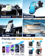 YRU True Military-Grade [360° Rotation Suction] 2026 Ultimate Car Phone Holder Mount 【90+LBS Safest Strongest & Patent Certs】 Dashboard Windshield Vent for iPhone 17 16 Pro Max Samsung, Royal Blue