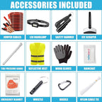 Roadside Emergency Kit Car Safety Kit with Jumper Cables Car Kits for Emergency, Black