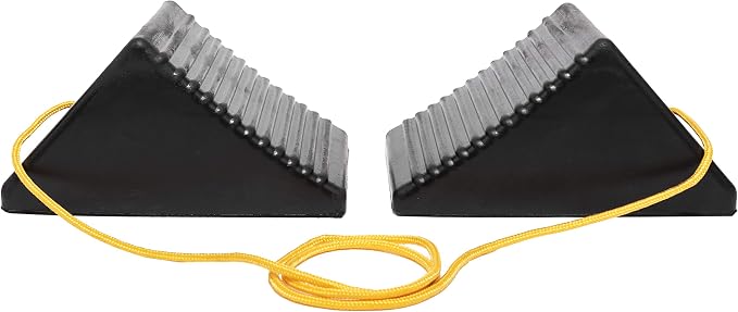 50012 Rubber Wheel Chock with Rope - 8" x 5" x 4", 2 Count (Pack of 4)