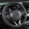 Car Steering Wheel Cover for Toyota RAV4,Camry,Highlander,Corolla,Prius,Tacoma,Standard Size - Black+Red Line